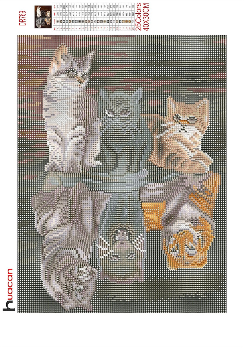 Huacan Diamond Painting Kits - DIY 5D Cat Tiger Full Square Drill Crystal  Rhines