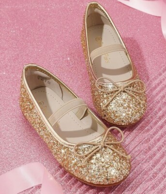Dream Pairs girls flat gold glitter party shoes UK size UK