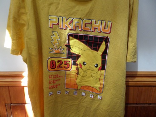 Pokemon Pikachu T-Shirt Men's XX Large Short Sleeve Crew Neck Graphic Yellow - Picture 2 of 4