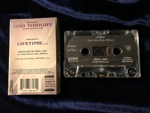 Real Life ~ God Tonight/Lifetime Single '90 CURB Promo Cassette 4JM-76818~ Synth - Picture 2 of 2