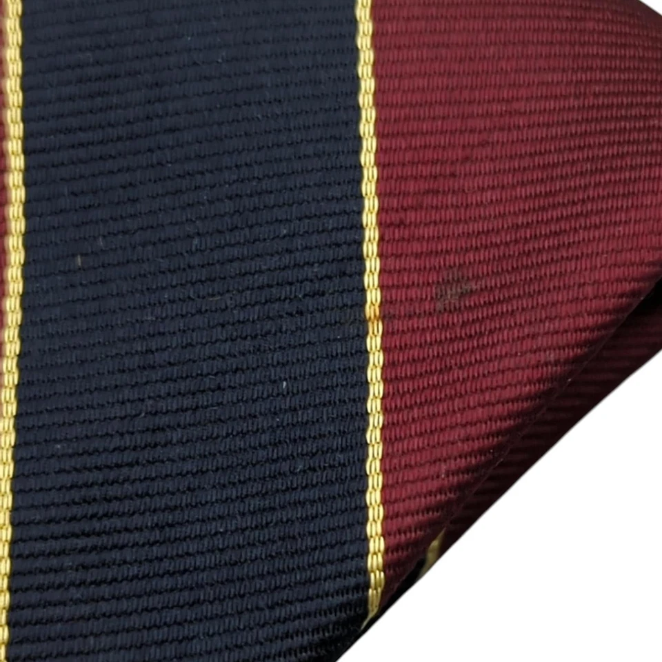 Corbata de seda de regimiento Preppy roja azul dorada vintage Robert Talbott Repp Foto 3 de 4