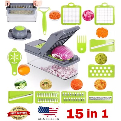 15-In-1 Vegetable Fruit Chopper Cutter Food Onion Veggie Dicer Slicer Kitchen