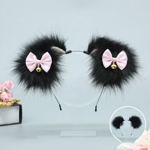 Womens Girl Cosplay Set Anime Fluffy Cute Dog Ear Tail Animal Lolita Party Props - Picture 11 of 13