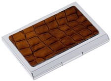 Slim Genuine Crocodile Brown Leather Business Card Holder