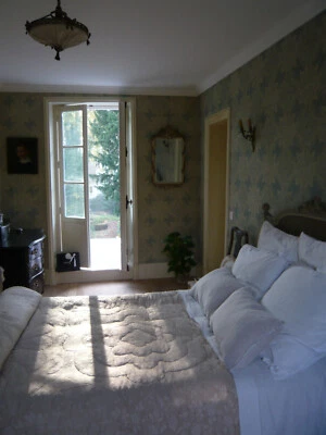 EDREDON ANCIEN EN DAMASSE DE SOIE OU SATIN ROSE POUDRE GRAND MODELE - Photo 1/4
