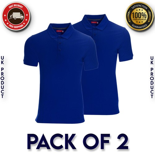 Pack of 2 Mens Heavy Blend 100% Cotton High Quality Short Sleeve Polo Shirts - Picture 11 of 35
