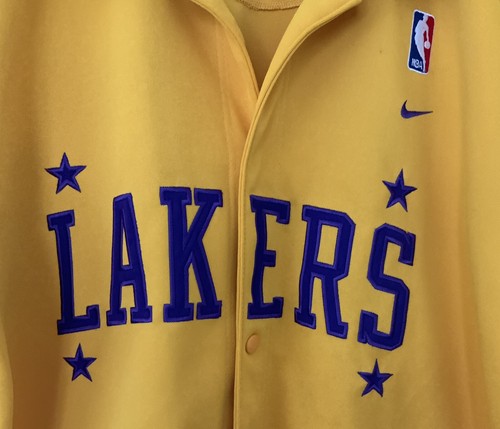 VTG Los Angeles Lakers 1957 NIKE Retro Rewind Gold Warmup Jersey Shirt Men's L - Picture 4 of 9