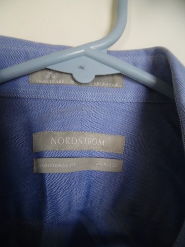 Camisa de vestir Nordstrom sin arrugas ajuste tradicional azul manga larga 16 1/2 33 - Imagen 2 de 3