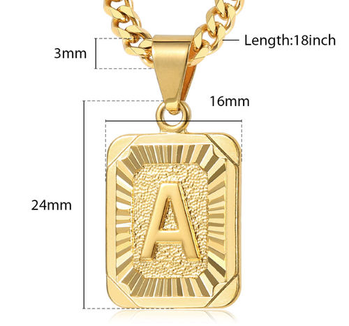 18" Gold Plated Stainless Steel Initial Letter Pendant Necklace Men Women - Picture 13 of 15