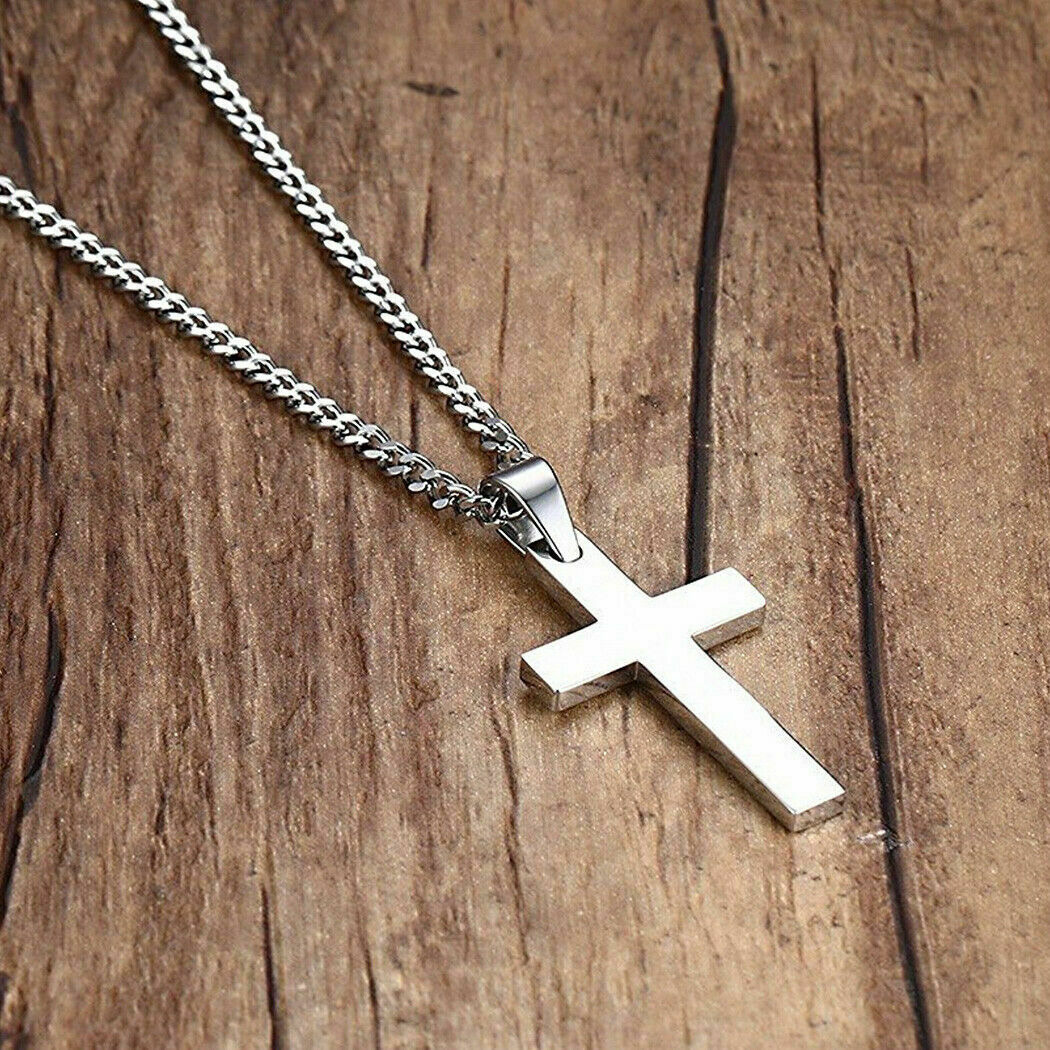 Ministro artillería Montañas climáticas Collar con colgante de cruz de plata para hombre y mujer cadena acero  inoxidable | eBay