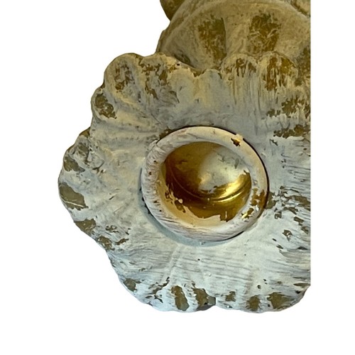 Portavelas de gres blanco diseño griego vintage destruido 8" de alto - Imagen 5 de 6
