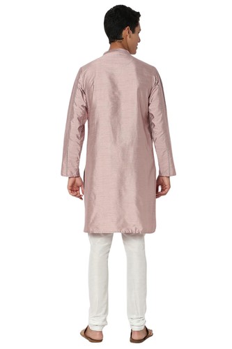 In-Sattva Men's Vertical Pleat Banded Collar and Placket Kurta Tunic - Bild 3 von 16