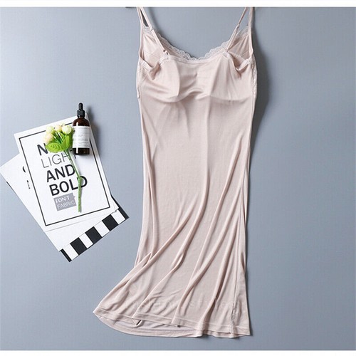 Pure Silk Pajama Real Mulberry Silk Pad Dress Suspend Strap Nightgown Slip Dress - Picture 17 of 27
