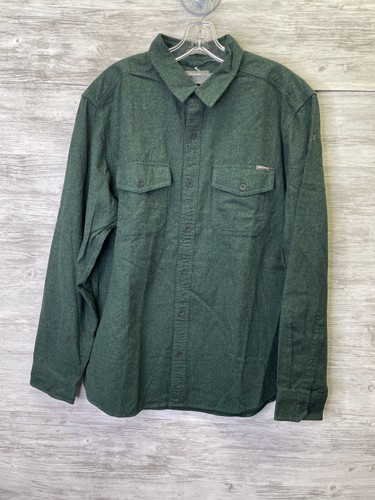 Eddie Bauer Flanell Herren L Grün Langarm Knopfleiste Classic Fit Outdoor Cabin