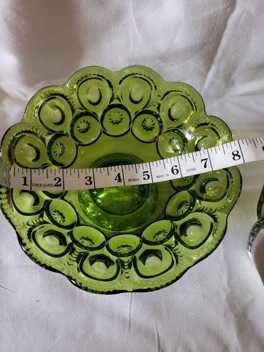 Vintage LE Smith Green Moon and Stars Compote/Candy Dish With Pedestal - Picture 6 of 7