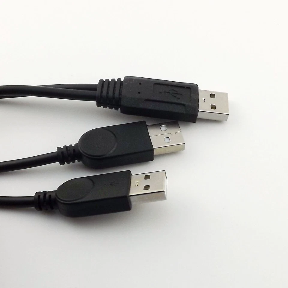 1x USB 2.0 A Male to 2X A Male Y Splitter Cable Extension Cord Mobile Hard Disk - Image 2 of 4