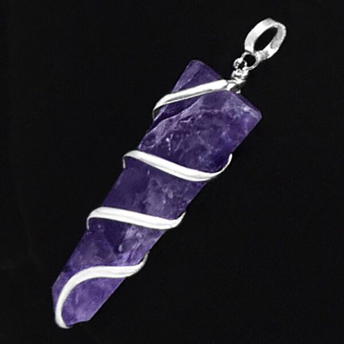 AMETHYST Chakra Crystal Point Silver Wire Wrap Pendant & Necklace HANDMADE Heal - Picture 7 of 9