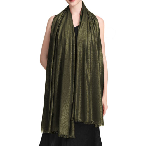 Women's Sparkling Glitter Metallic Large Pashmina Silky Shawl Wrap Wedding Scarf - Picture 44 of 46