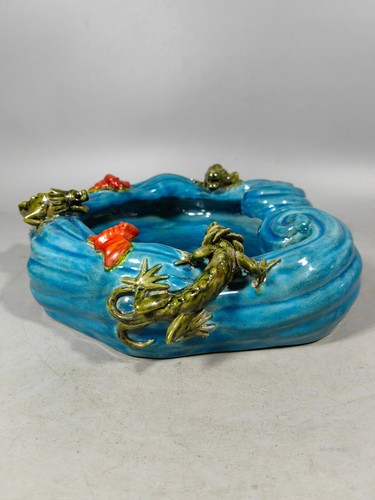 Fine China Qing dynasty Daoguang Porcelain Blue Glaze Three Color Pen Wash Z - Picture 2 of 9