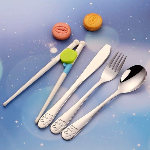 4 PCS Kids Silverware Set Stainless Steel Flatware Toddler Fork & Spoon - Picture 3 of 7