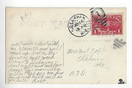 1913 Delavan, Wisconsin Railroad Depot RPPC - Picture 2 of 2