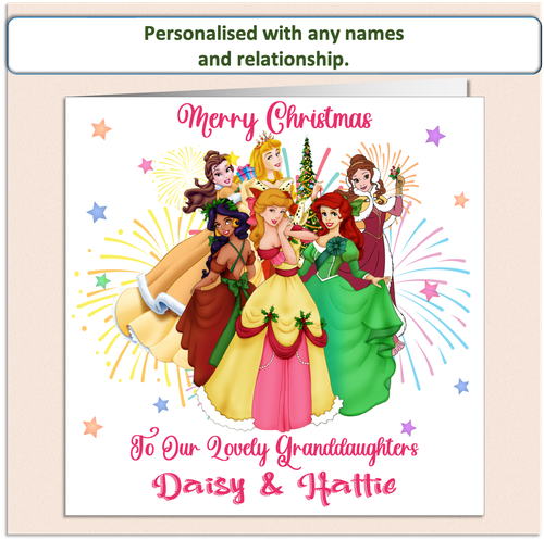 Personalised Princess Christmas Xmas Card Daughter Granddaughter Niece PRIN - Picture 1 of 6
