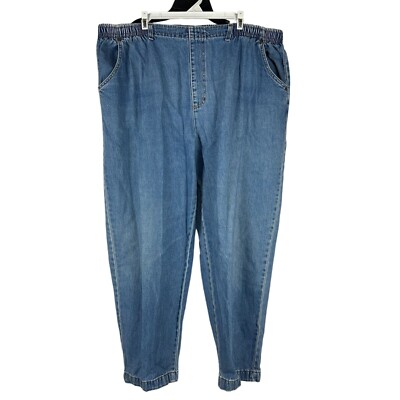 White Stag Plus Size Women's Elastic Waist Pull on Denim Jeans Size 24 Blue  | eBay