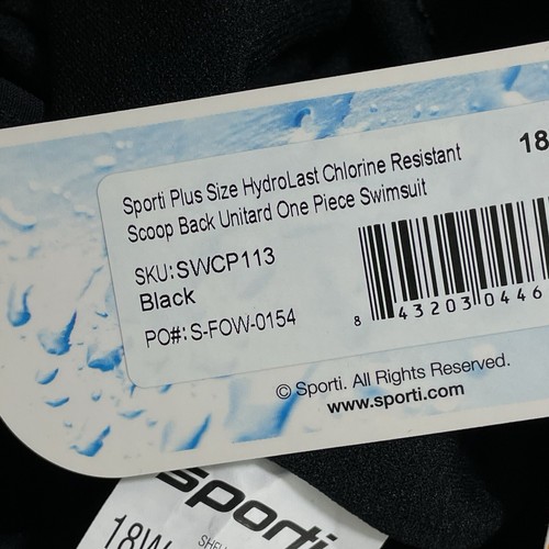 Sporti Swimsuit Hydrolast Unitard One Piece Womens Size Black Chlorine Resistant - Picture 7 of 10