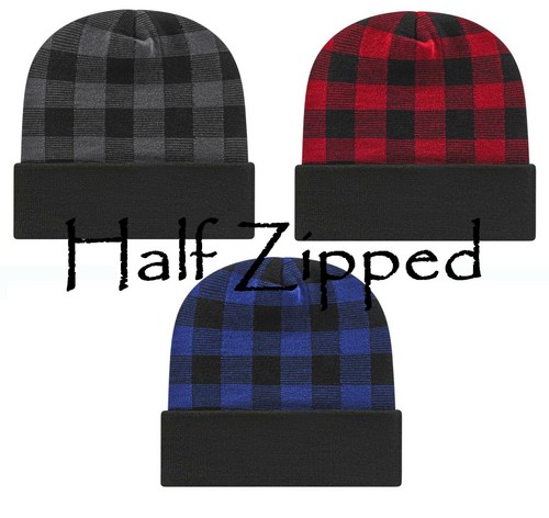 CAP AMERICA Plaid Knit Beanie Mütze Mütze mit Bündchen RKP12 Made in USA - Bild 1 von 5