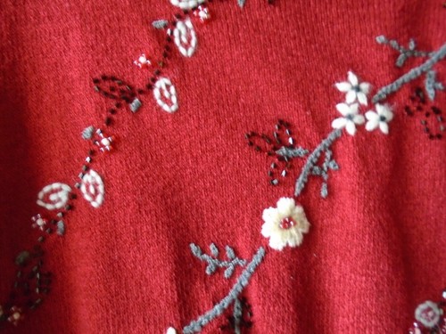 Alfred Dunner Red Sweater Womens Size Petite Medium Embellished - Picture 5 of 5
