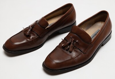 Handcrafted Johnston & Murphy Men’s Brown Leather Tassel Slip-On Loafers Size 11 DETAILED & POLISHED JOHNSTON & MURPHY BROWN LEATHER TASSEL  main image 4