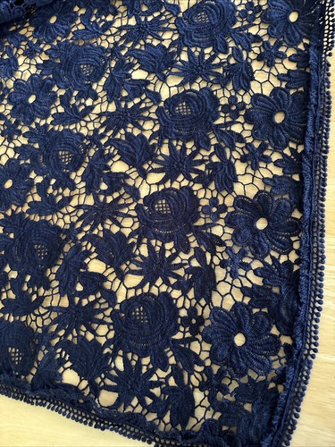 Roamans Womens Plus 22W Blue Open Crochet Knit 3/4 Sleeve Cardigan Lovely! - Picture 11 of 17