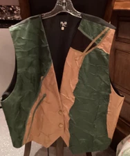 Unisex Silk green and  gold artsy  fartsy wearable art. XL