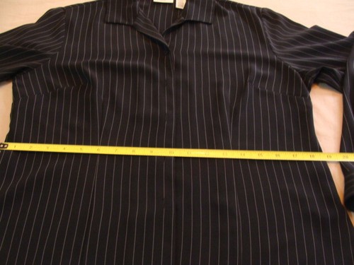 Vintage Covington Women Blouse Shirt Polyester Black Gray Pin Stripes Lines 12P - Picture 11 of 16