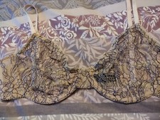 Kiki De Montparnasse Designer Beige Floral Lacey Bra Size 36D.