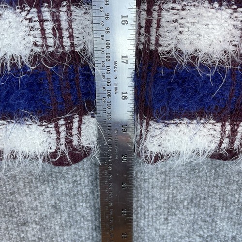 JOE BOXER Fuzzy Sweater Women S Maroon Blue Plaid Knit Pullover Long Sleeve - Bild 11 von 11
