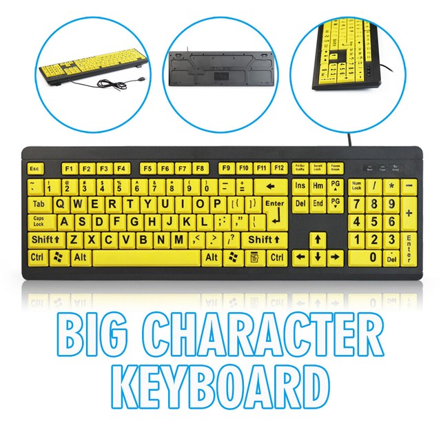 Big Bright Keyboard Wired USB High Contrast Large Keys for Visually Impaired +f Big Bright Keyboard Wired USB High Contrast Large Keys for Visually Impaired +f