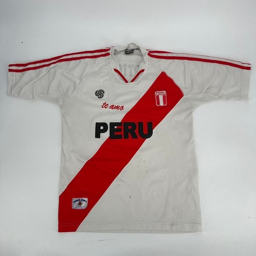 Y2K Peru Artica Ever Cool Performance Fußball Trikot weiß rot distressed L - Bild 2 von 7