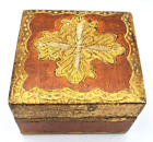Vintage Handmade Wooden Decorated Box Made in Italy Brown an Gold Art Deco