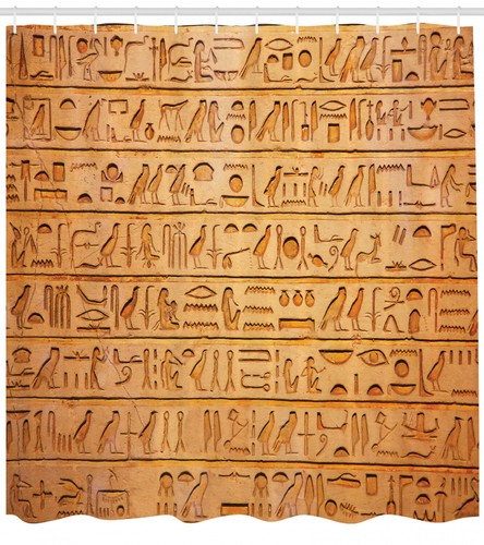 Egypt Shower Curtain Hieroglyphs Composition Print for Bathroom - Picture 2 of 6