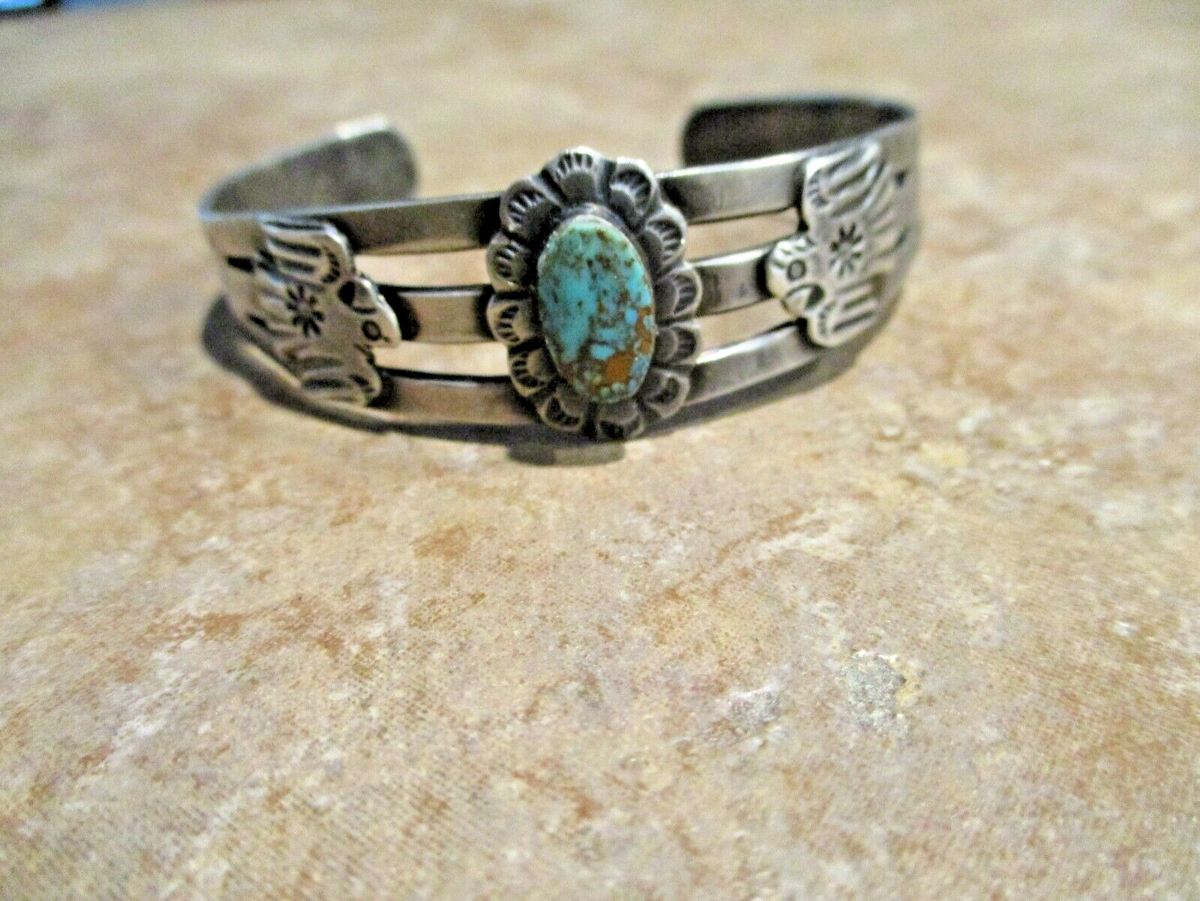 REAL OLD 1940's / 50's Navajo Sterling Silver Turquoise