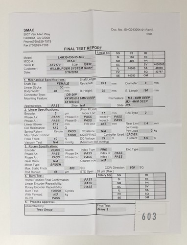 SMAC LAR-35-050-55-1BS Linearer Rotationsantrieb MOD861-C - Bild 7 von 7