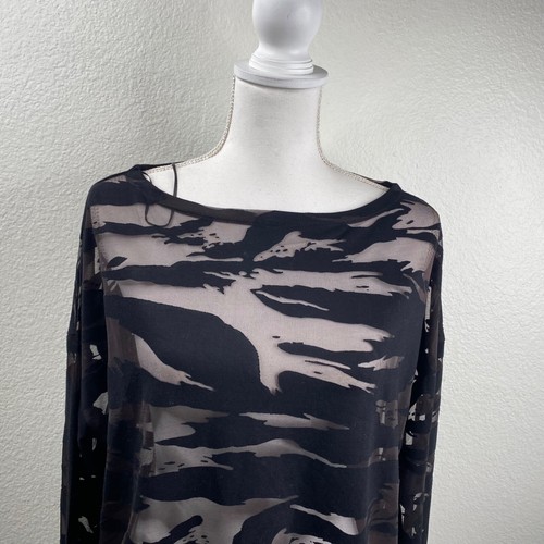 All Saints Rita Devore Top Women's Black Sz XS Animal Print Burn Out Gothic Emo - Picture 4 of 8