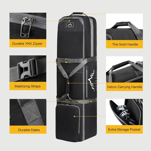 Golf Travel Bag with Wheels, 1200D Heavy Duty Oxford Fabric Golf Travel Case - Picture 4 of 6