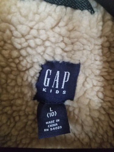 Vintage GAPKIDS Gap Jean Boys Trucker Sherpa Denim Jacket Button Up Sz 10 Large - Picture 6 of 7