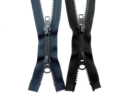 Two Way Open End Zip - Chunky Plastic (No5 Weight) Opens Both Ends Black/Navy - Picture 10 of 13