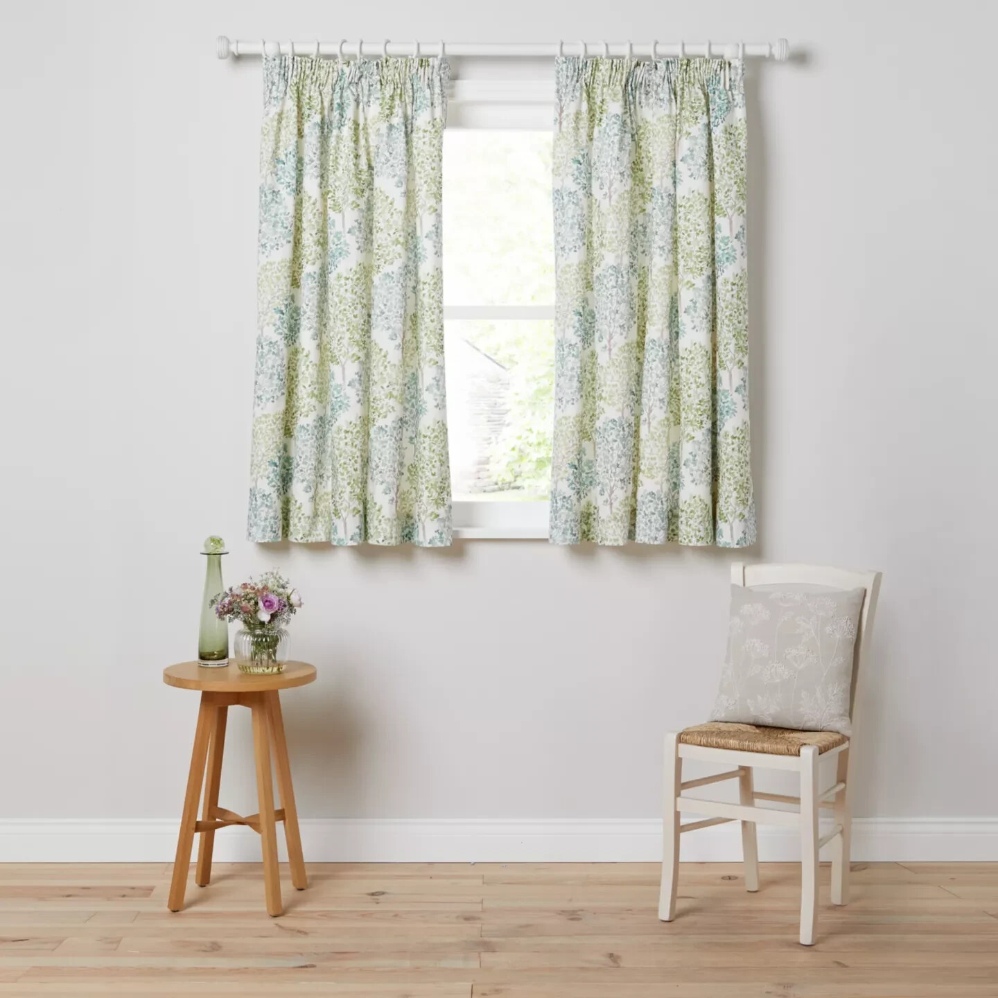 John Lewis Leckford Trees Print Pair Lined Pencil Pleat CURTAINS W167 Drop 182cm