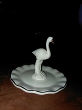 WoW Charming Charlie White/Gold Trim Flamingo Ring/Earring Holder Jewelry Tray