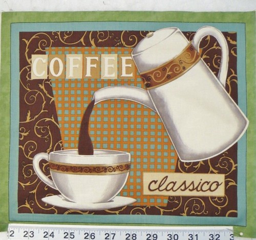 Coffee Classico Fabric Pot Cup Quilt Block Moda Deb Strain 10" x 11.5" - 第 1/1 張圖片