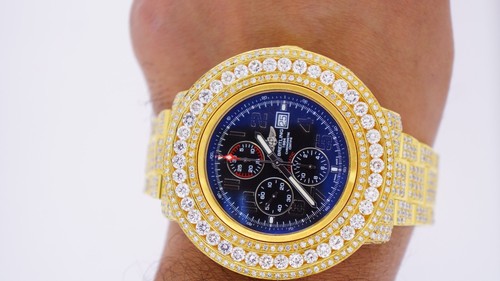 34 Carats Diamond Breitling Super Avenger 2 Watch A13371 14k Gold Plated ASAAR - Picture 11 of 12